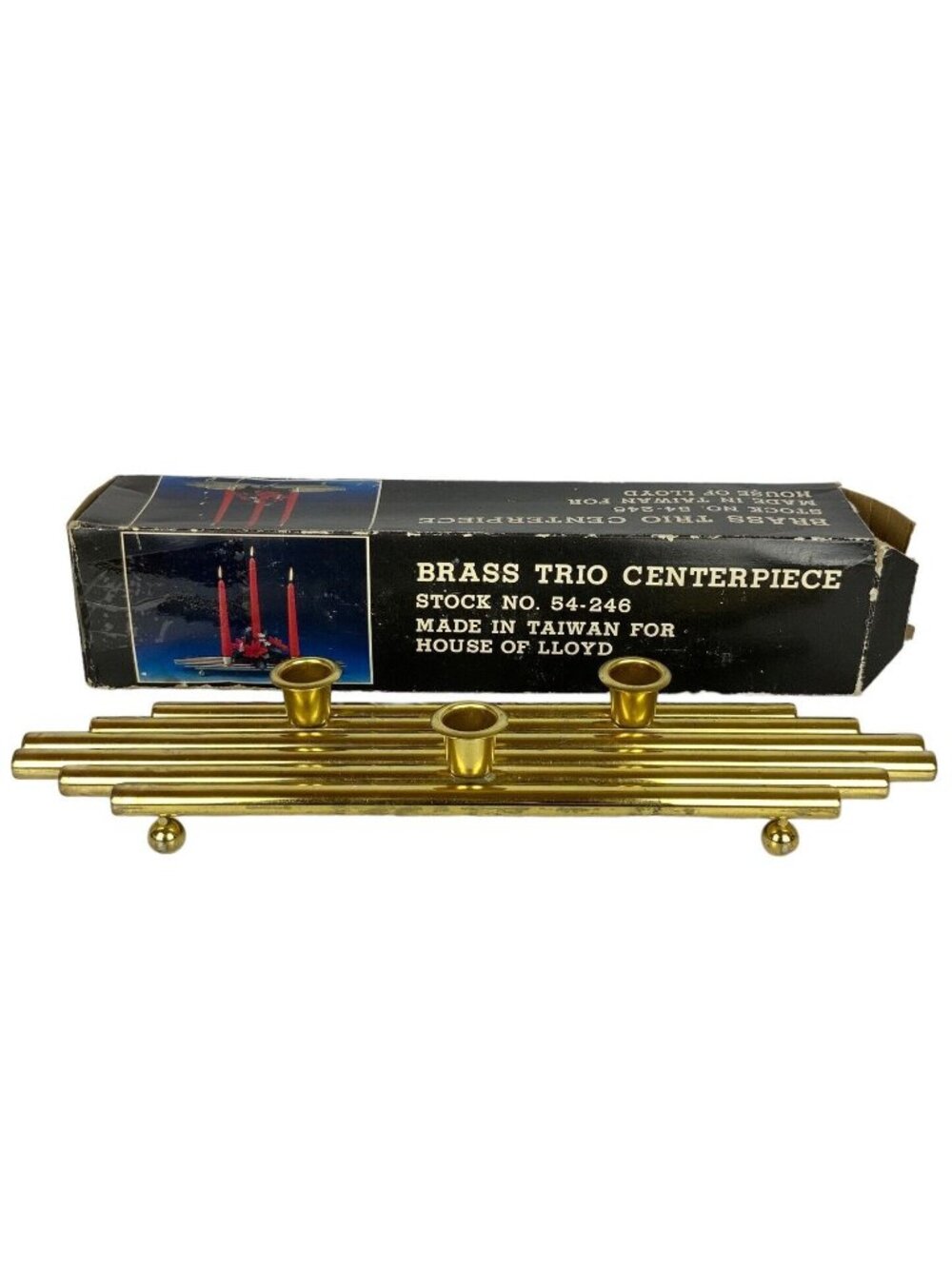 Vintage Brass Trio Centerpiece Slim Taper Candle Holder 1980s House Of Lloyd